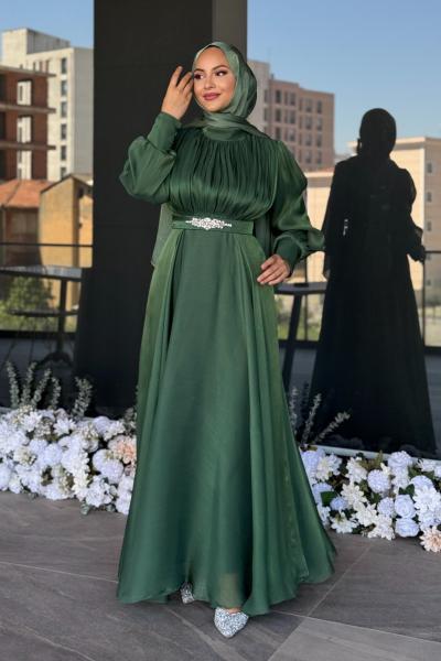Gülbahar Tesettür Abiye Yeşil