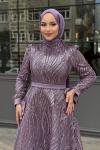 Selen Tesettür Abiye Lila
