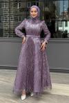 Selen Tesettür Abiye Lila