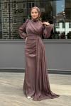Aliye Tesettür Abiye Kahverengi