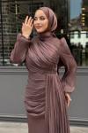 Aliye Tesettür Abiye Kahverengi