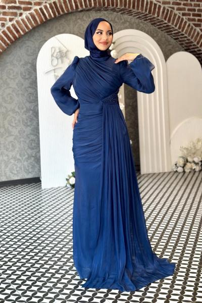 Aliye Tesettür Abiye Lacivert