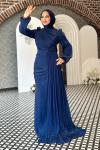 Aliye Tesettür Abiye Lacivert