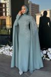 Serenay Tesettür Abiye Mint Yeşili