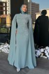 Serenay Tesettür Abiye Mint Yeşili