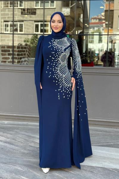 Serenay Tesettür Abiye Lacivert