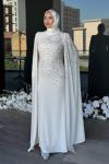 Serenay Tesettür Abiye Ekru