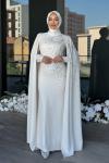 Serenay Tesettür Abiye Ekru
