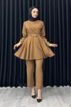 NURGÜL ZİNCİRLİ PANTOLONLU TAKIM Camel