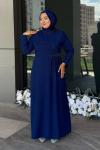 Kadife Tesettür Abiye Lacivert