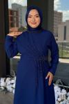 Kadife Tesettür Abiye Lacivert
