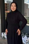 Kadife Tesettür Abiye Siyah