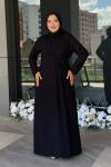 Kadife Tesettür Abiye Siyah