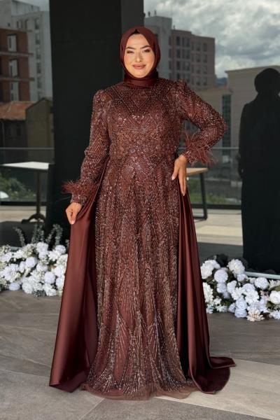 Şeyma Tesettür Abiye Kahverengi