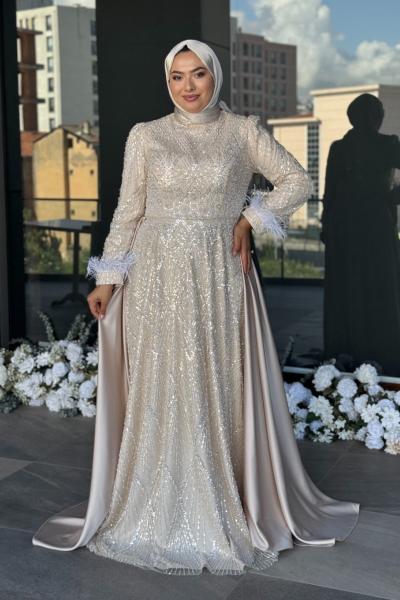 Şeyma Tesettür Abiye Taş Rengi