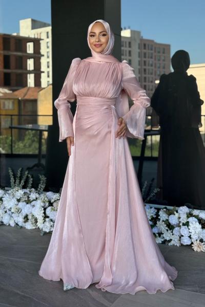 Öykü Tesettür Abiye Pembe