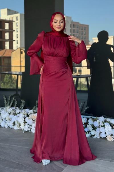 Öykü Tesettür Abiye Bordo