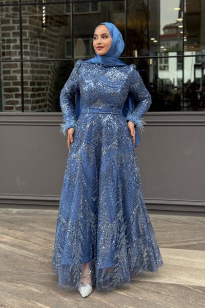 Hürrem Tesettür Abiye Mavi