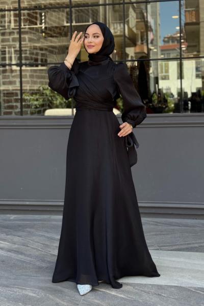 Ela tesettür abiye Siyah