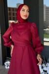Ela tesettür abiye Bordo
