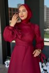 Ela tesettür abiye Bordo