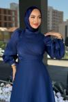 Ela tesettür abiye Lacivert
