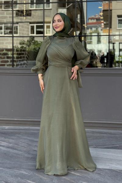 Ela tesettür abiye Haki