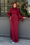 Asuman tesettür abiye Bordo