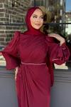 Asuman tesettür abiye Bordo