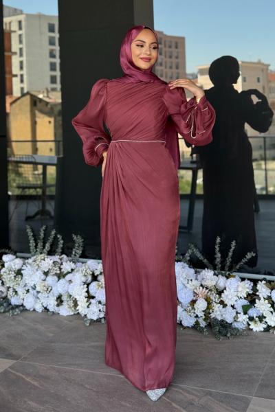 Asuman tesettür abiye Gül Kurusu