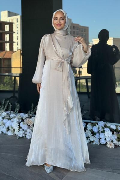 Sibel Tesettür Abiye Bej