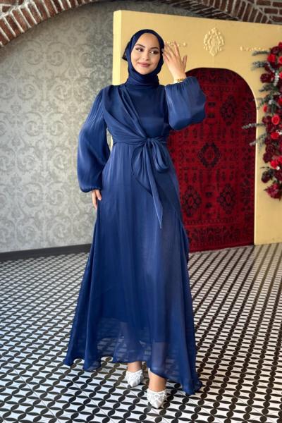 Sibel Tesettür Abiye Lacivert