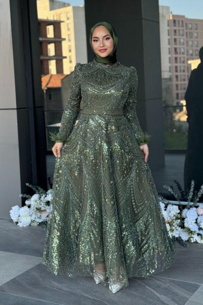 Hürrem Tesettür Abiye Haki