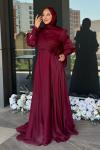 Bahar Tesettür Abiye Bordo