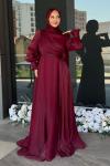 Bahar Tesettür Abiye Bordo
