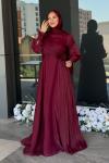 Bahar Tesettür Abiye Bordo