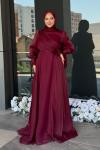 Bahar Tesettür Abiye Bordo