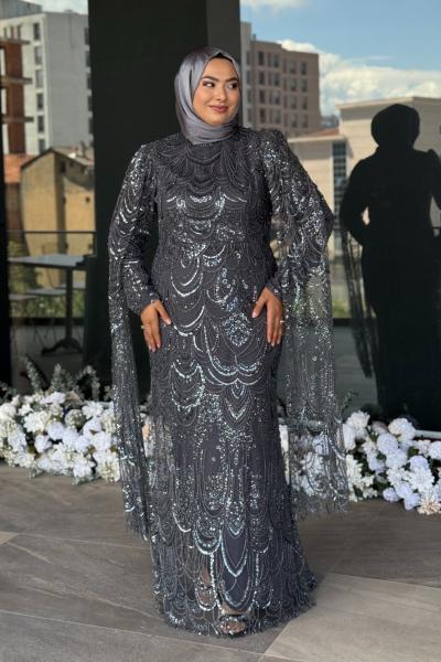 Matilda Tesettür Abiye Antrasit