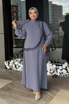 Alina Tesettür Abiye Gri
