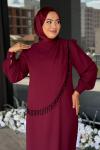 Alina Tesettür Abiye Bordo