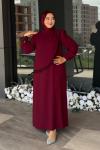Alina Tesettür Abiye Bordo