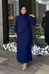 Alina Tesettür Abiye Saks Mavisi