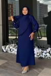 Alina Tesettür Abiye Saks Mavisi