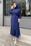 Ebru Piliseli Jan Jan Abiye Tesettür Lacivert
