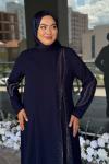 Emine Tesettür Abiye Lacivert