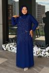 Ezgi Tesettür Abiye Saks Mavisi