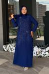 Ezgi Tesettür Abiye Saks Mavisi