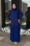 Ezgi Tesettür Abiye Saks Mavisi
