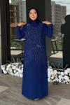 Ezgi Tesettür Abiye Saks Mavisi
