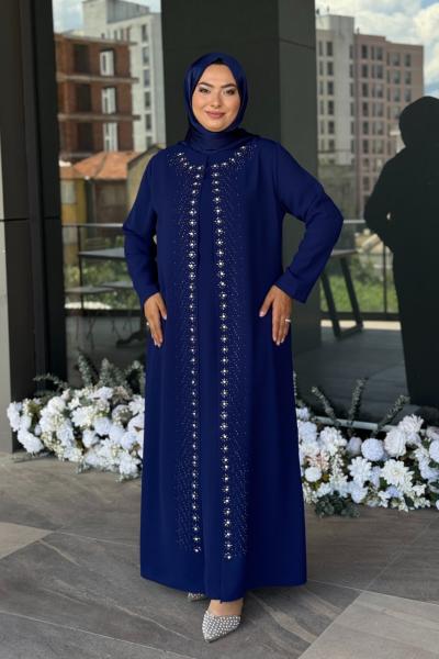 Melodi Tesettür Abiye Saks Mavisi